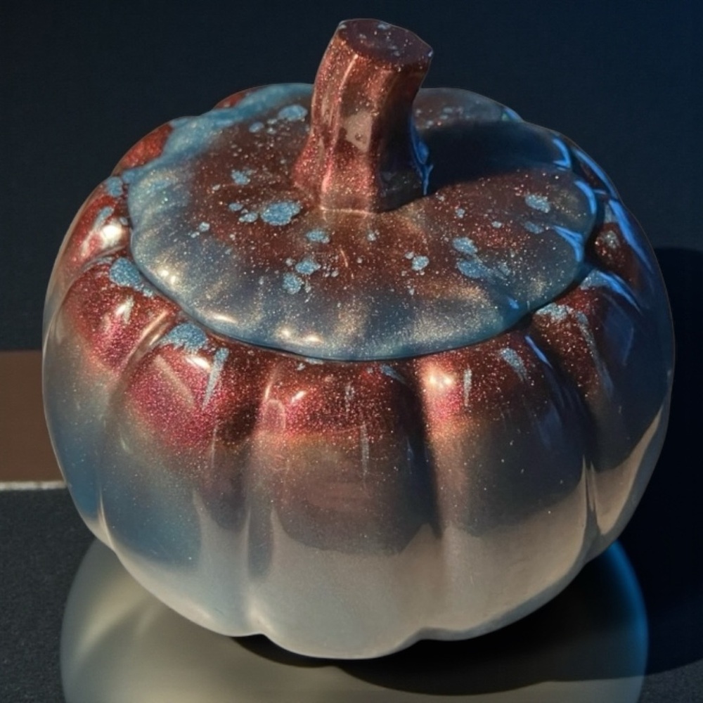 Ceramic Pumpkin Decor in turquoise multicolor! NWOT - Picture 2 of 6